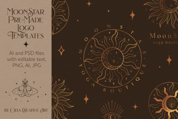Download Mystic Sun Moon Logo Templates Kit. Eyes - Moon logo Collection