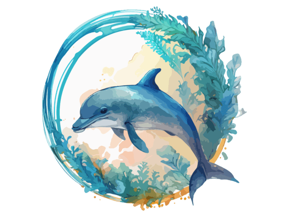 Download Watercolor Dolphin Underwater Clipart - Premium Resources