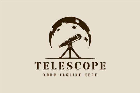 Download Telescope and Moon Logo Vintage Vector - Moon logo Collection
